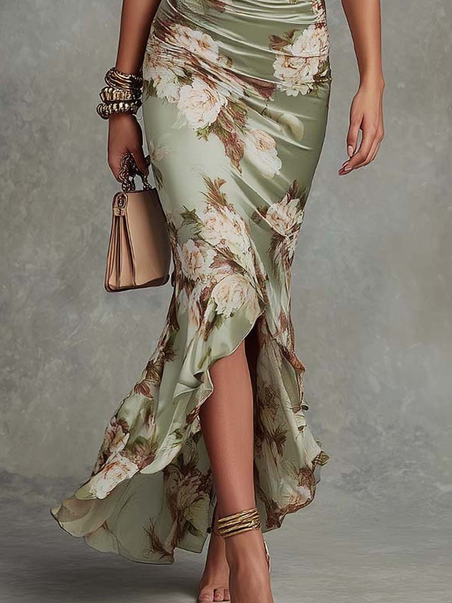 Marisol | Asymmetrical Satin Maxi Dress