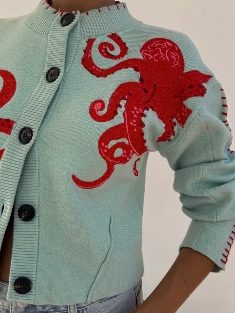 Monica | Cardigan with Octopus Motif