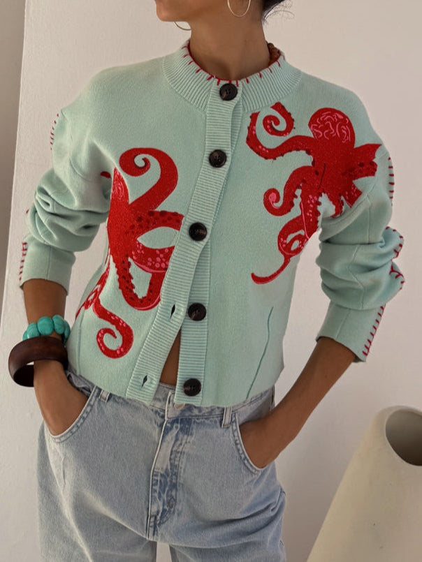 Monica | Cardigan with Octopus Motif