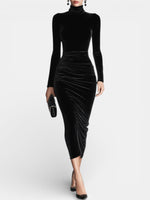 Stretch Velvet Bodycon Midi Dress