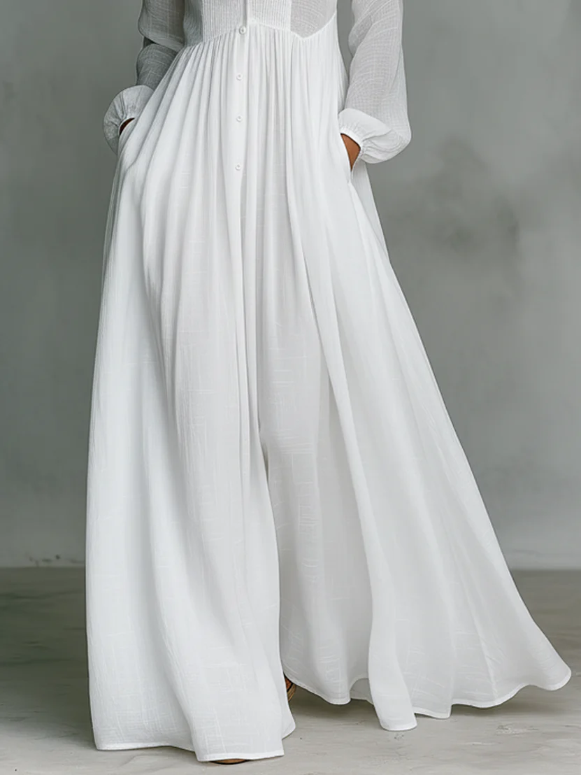 Léonie™ | Maxi minimalist dress with high collar