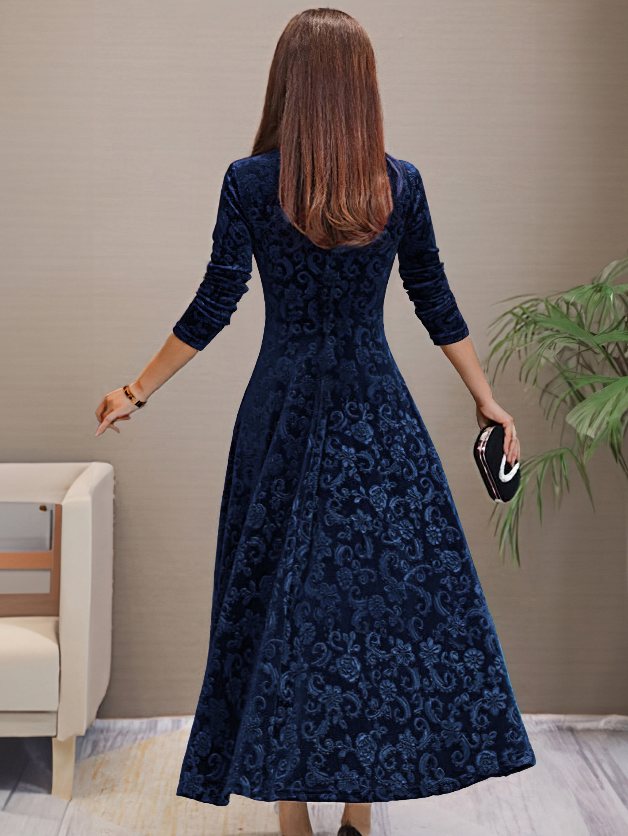 Velvet 3/4-Sleeve Dress
