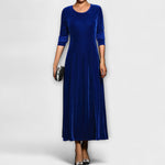 Velvet Long-Sleeve A-Line Dress