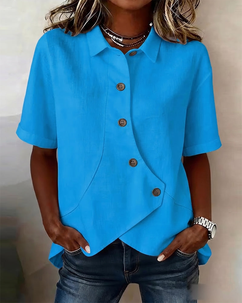 Marisol | Asymmetrical Cotton-Linen Button-Up Shirt