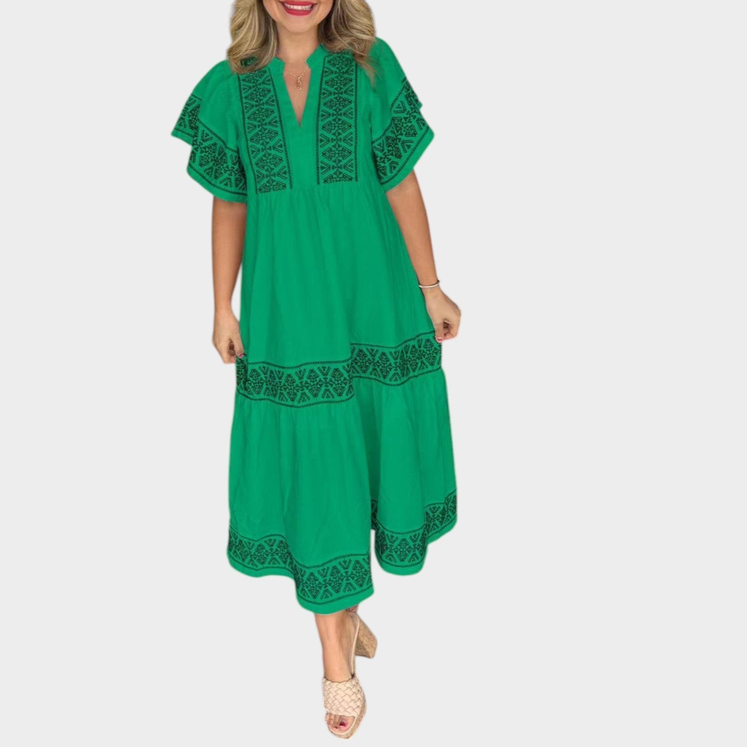 Harper | Embroidered Midi Dress