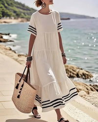 Sienna | Cotton-Blend Colorblock Midi Dress