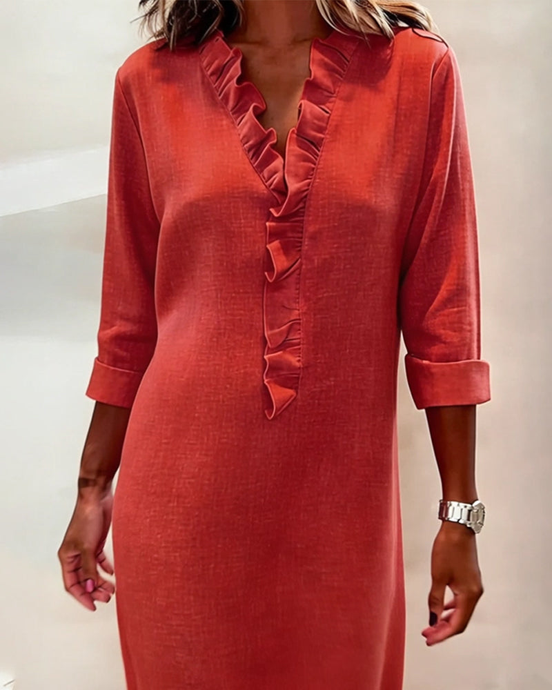 Naomi | Ruffled V-Neck Dress