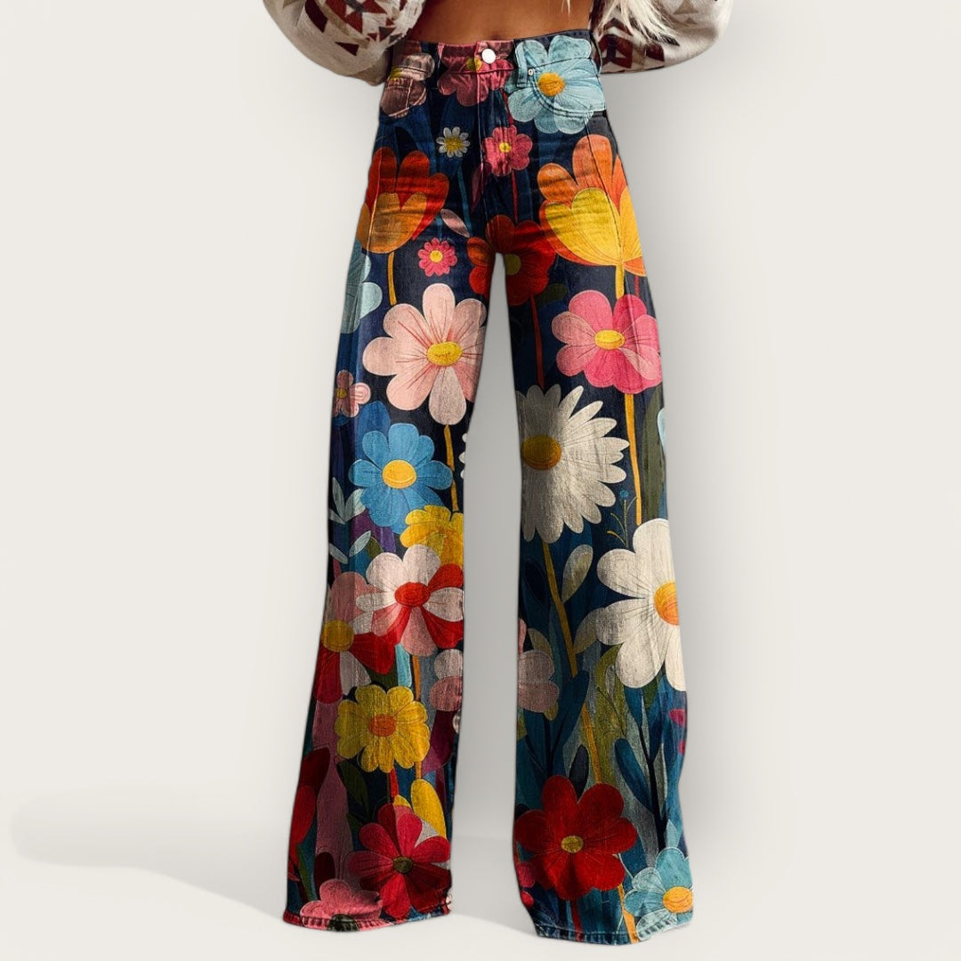 Trendy Multicolored Wide Leg Pants
