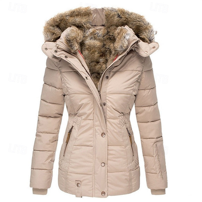 Gloria | Fur-Trimmed Quilted Hooded Winter Jacket