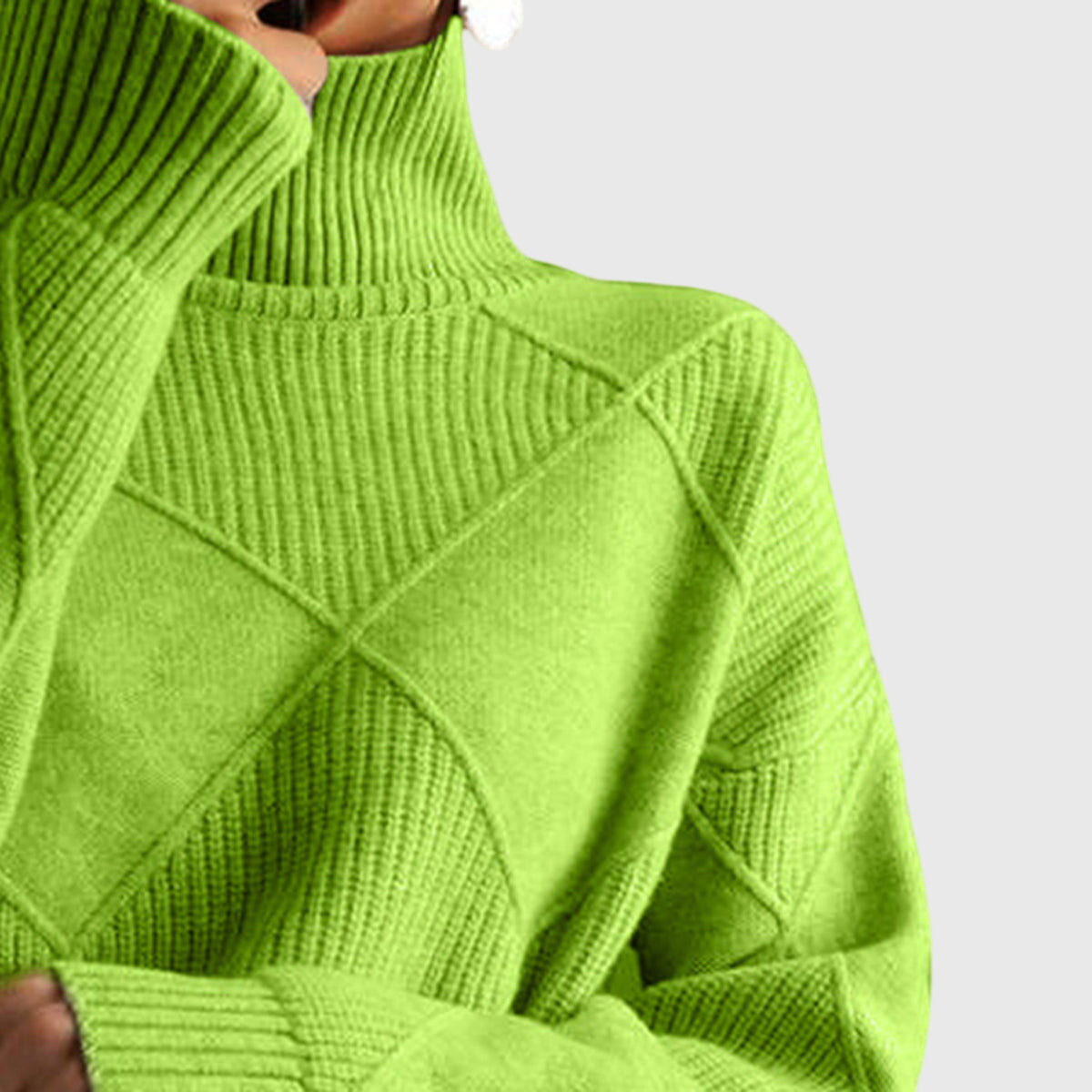 Geometric Knit Turtleneck Sweater