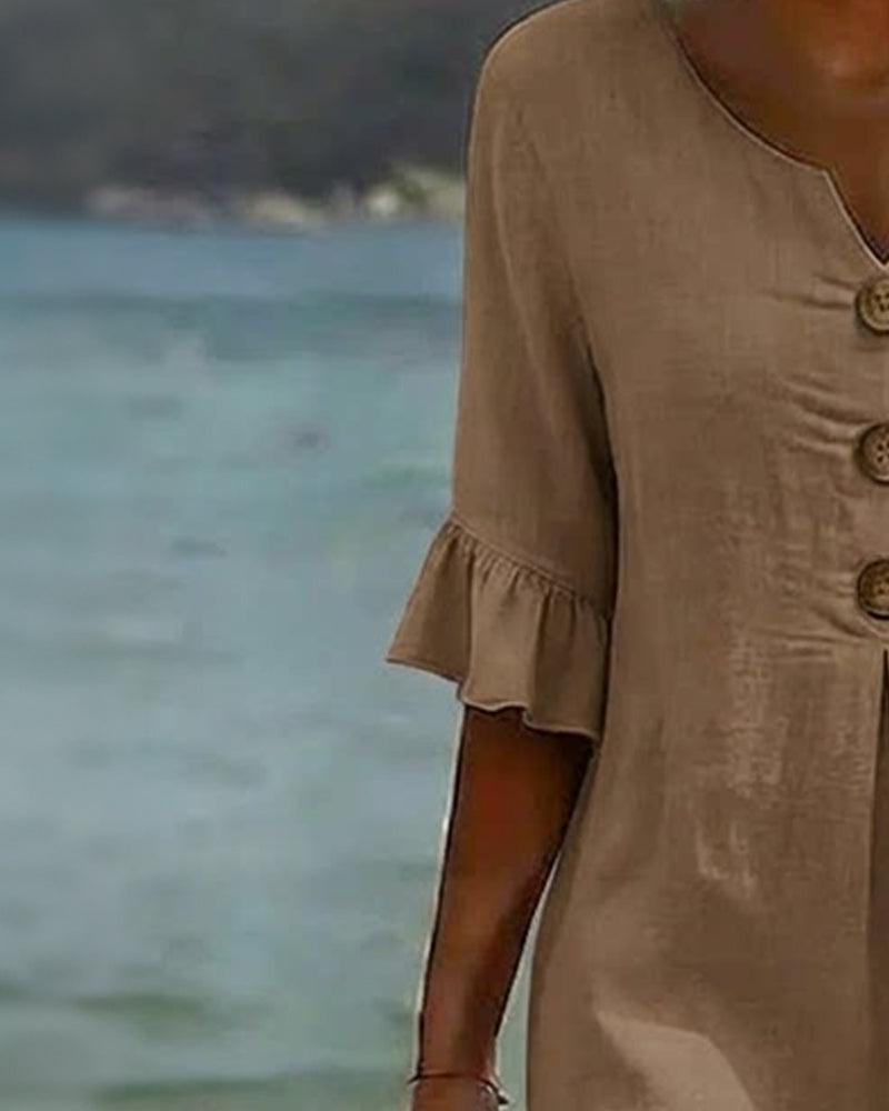 Maya | Cotton Ruffled-Sleeve Dress