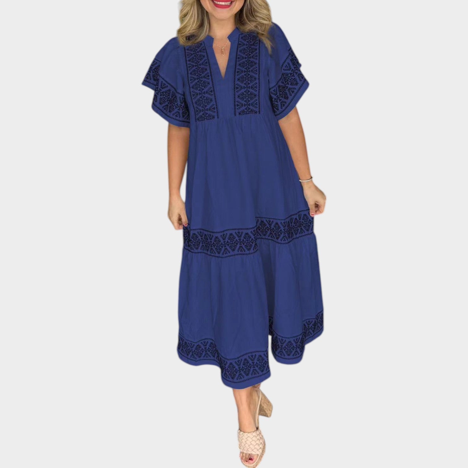 Harper | Embroidered Midi Dress
