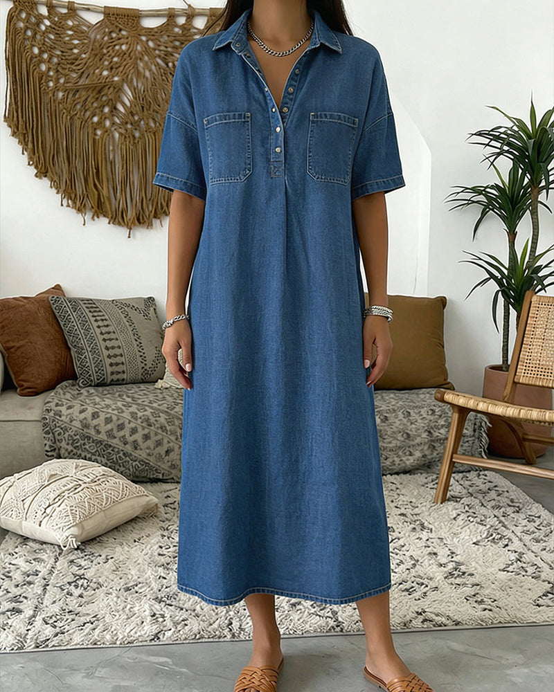 Heather | Denim Midi Dress