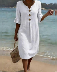 Maya | Cotton Ruffled-Sleeve Dress