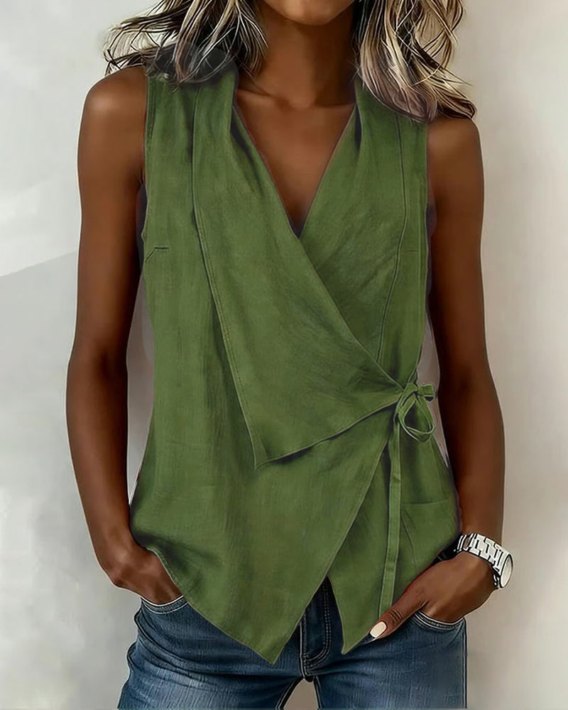 Harper | Cotton-Linen Tie-Front Tank