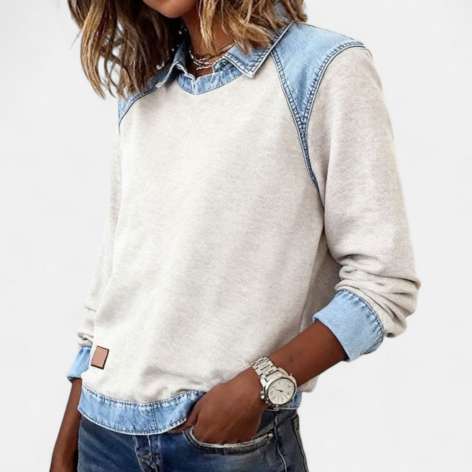 Collared Long-Sleeve Blouse