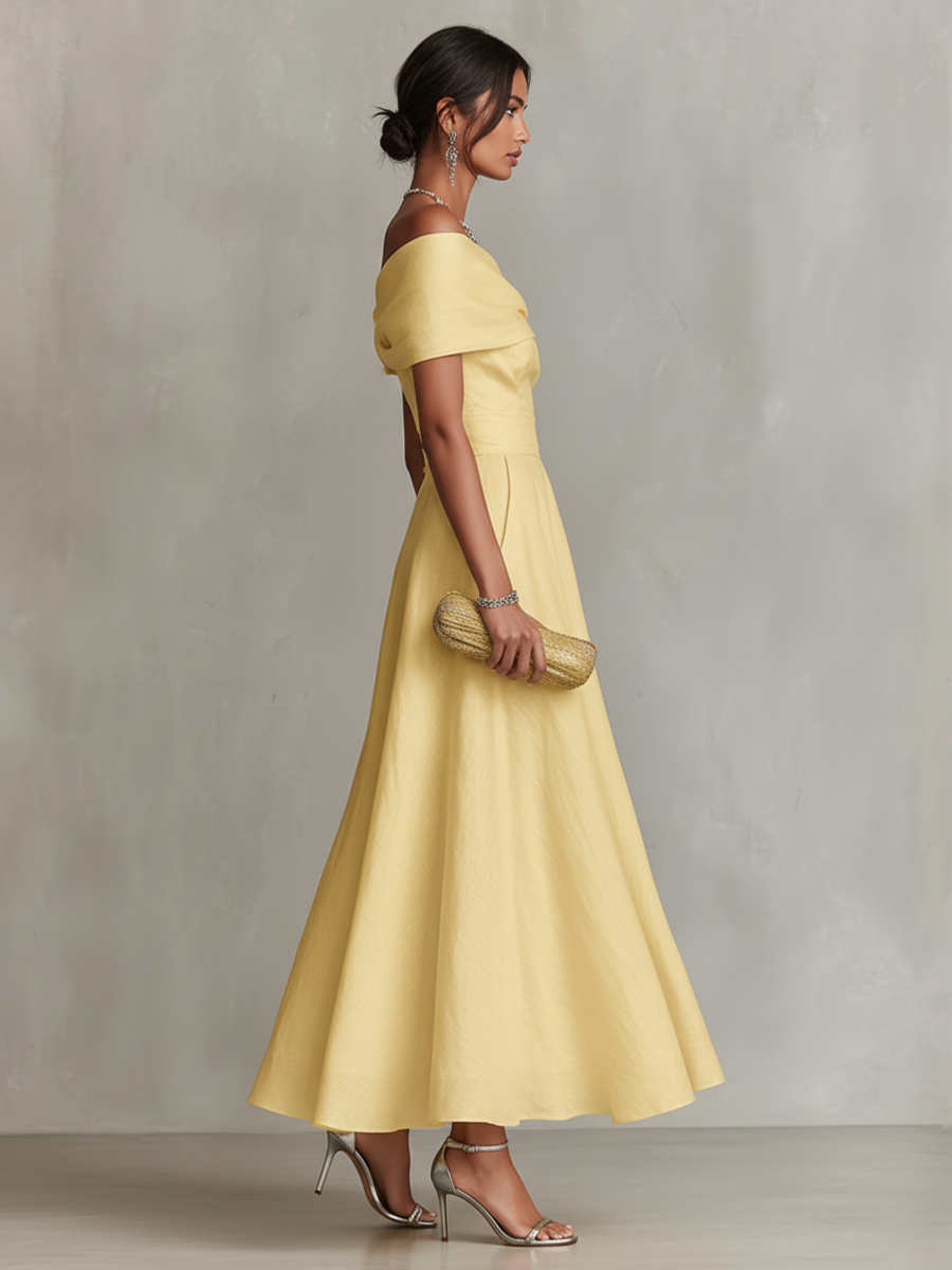 Maya | Linen One-Shoulder Midi Dress