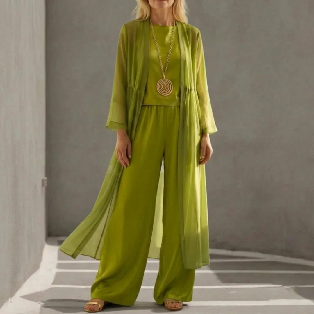 Monica | Three-Piece Set with Wide-Leg Trousers