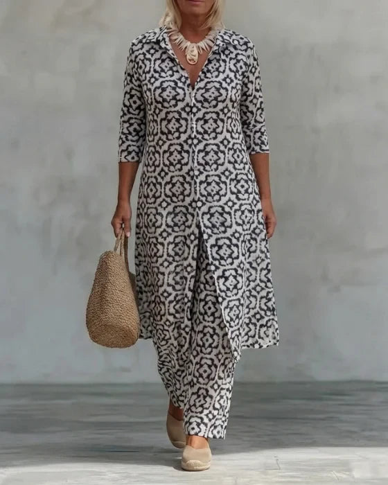 Maya | Printed Two-Piece Set with Button Front