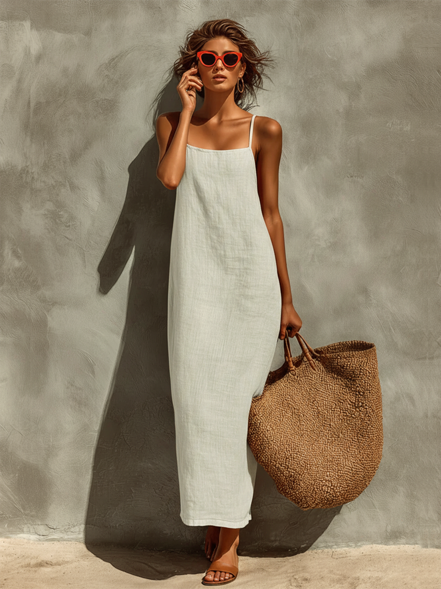 Amara | Cotton Maxi Dress, Square Neck