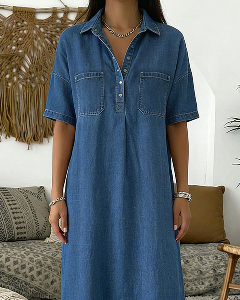 Heather | Denim Midi Dress