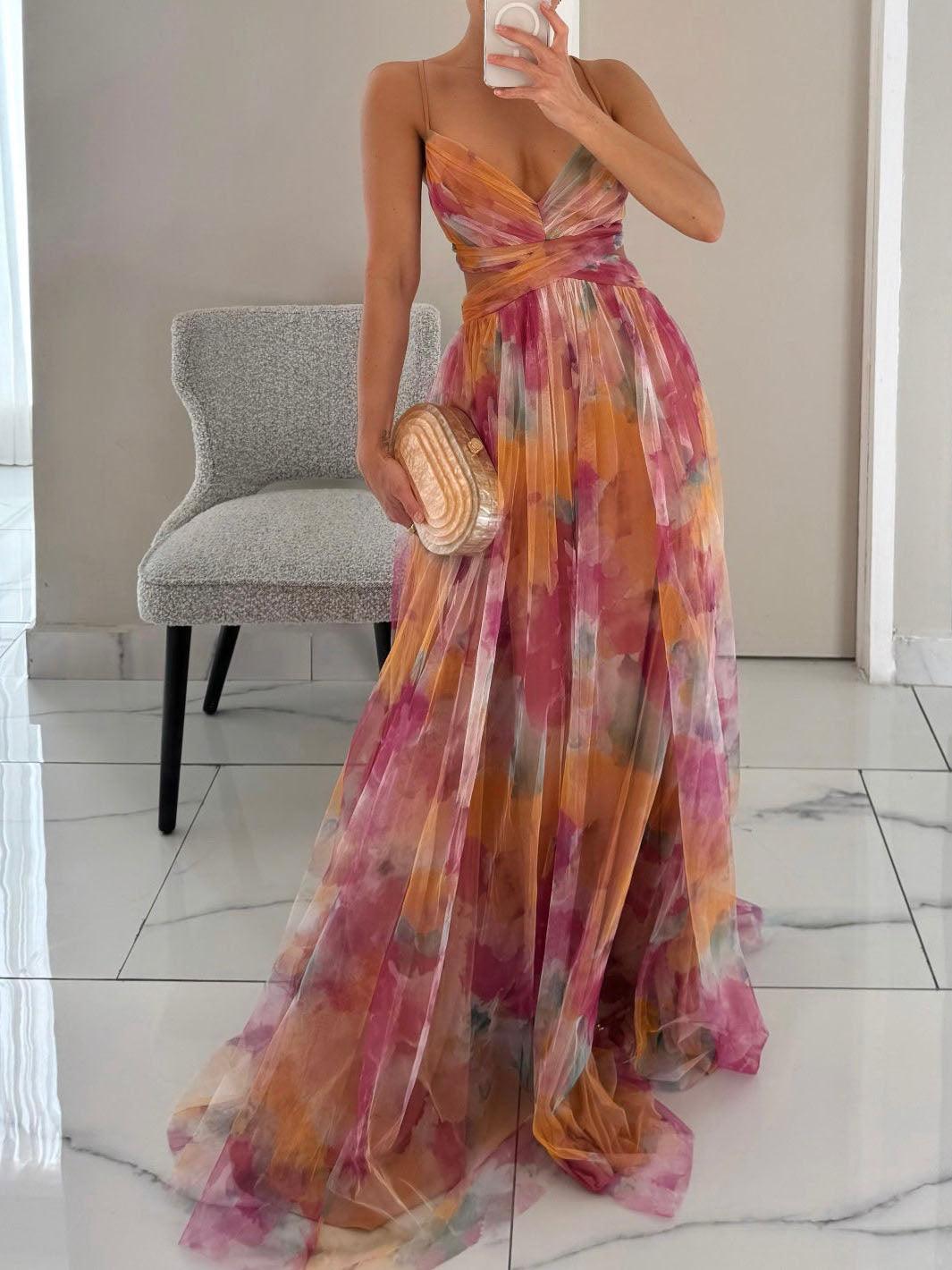 M&H | Painted Floral Print Maxi Dress