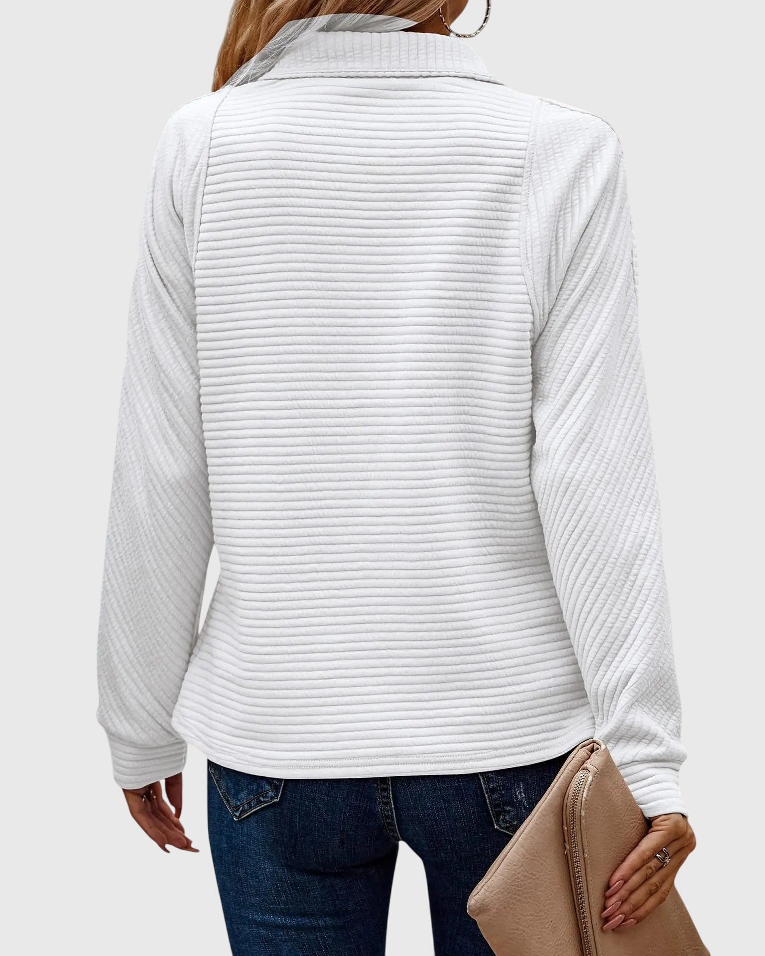 Zippered V-Neck Sweater