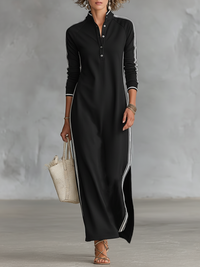 M&H | Sweat Maxi Dress with Button Collar