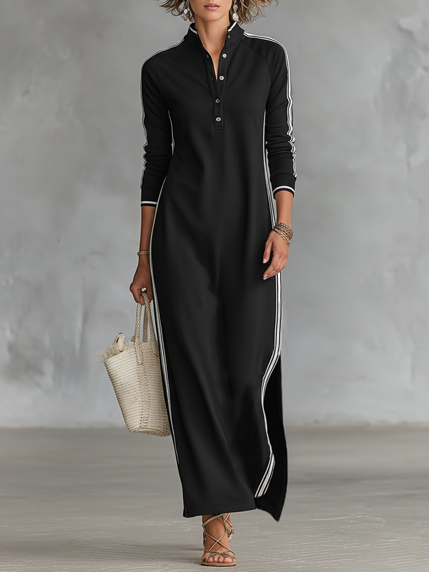 M&H | Sweat Maxi Dress with Button Collar