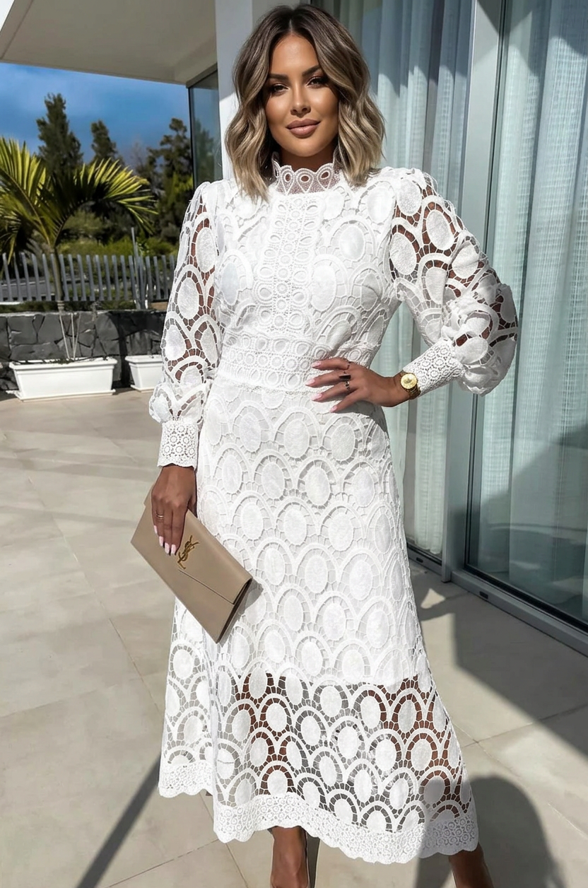 Harper | High-Neck Lace Maxi Dress
