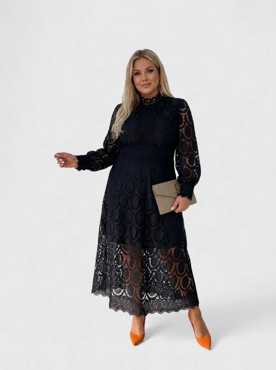 Harper | High-Neck Lace Maxi Dress