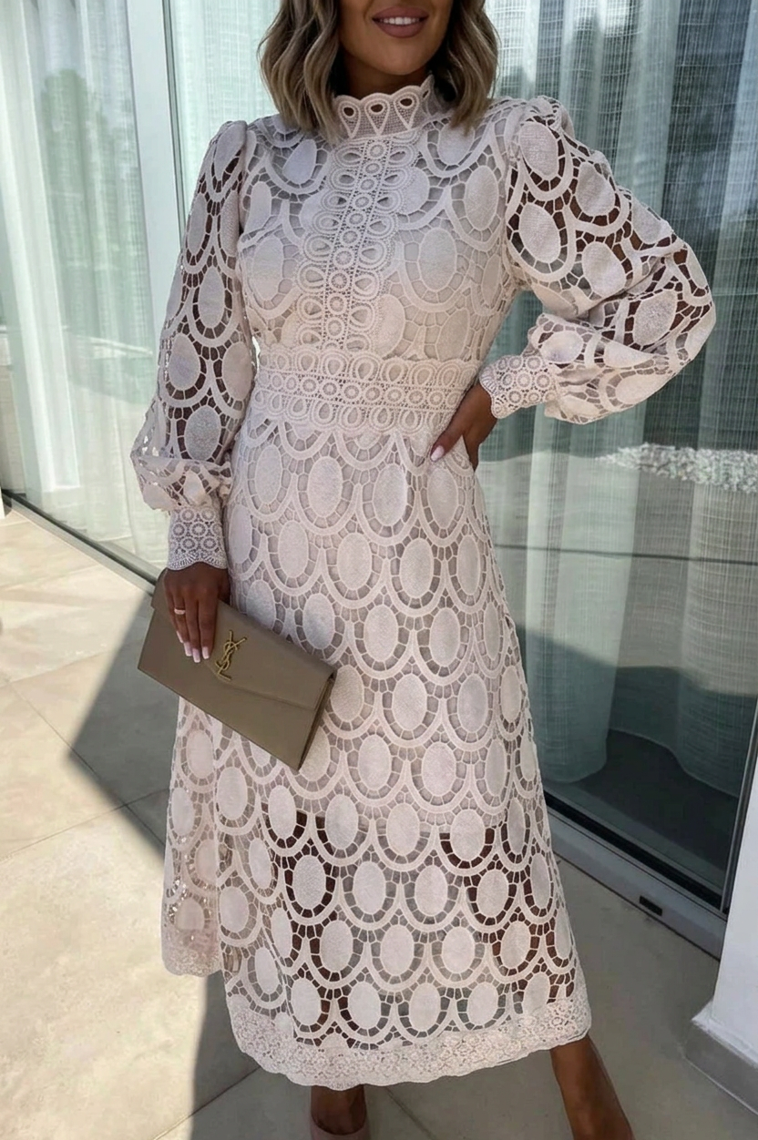 Harper | High-Neck Lace Maxi Dress