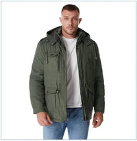 Mens Insulated Parka with Sherpa Lining and Dual Closure System