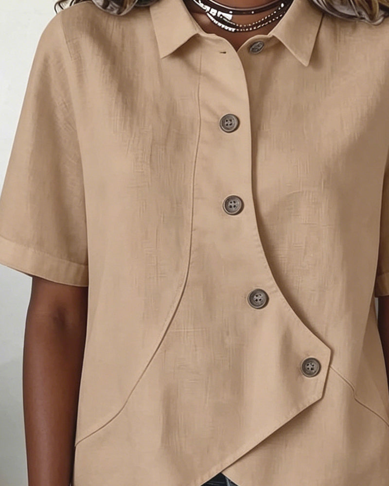 Marisol | Asymmetrical Cotton-Linen Button-Up Shirt