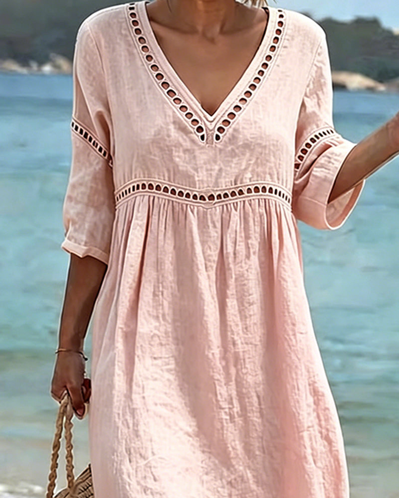 Casual Solid A-Line Dress