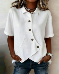 Marisol | Asymmetrical Cotton-Linen Button-Up Shirt