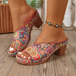 Sophia | Floral Chunky Heel Sandals