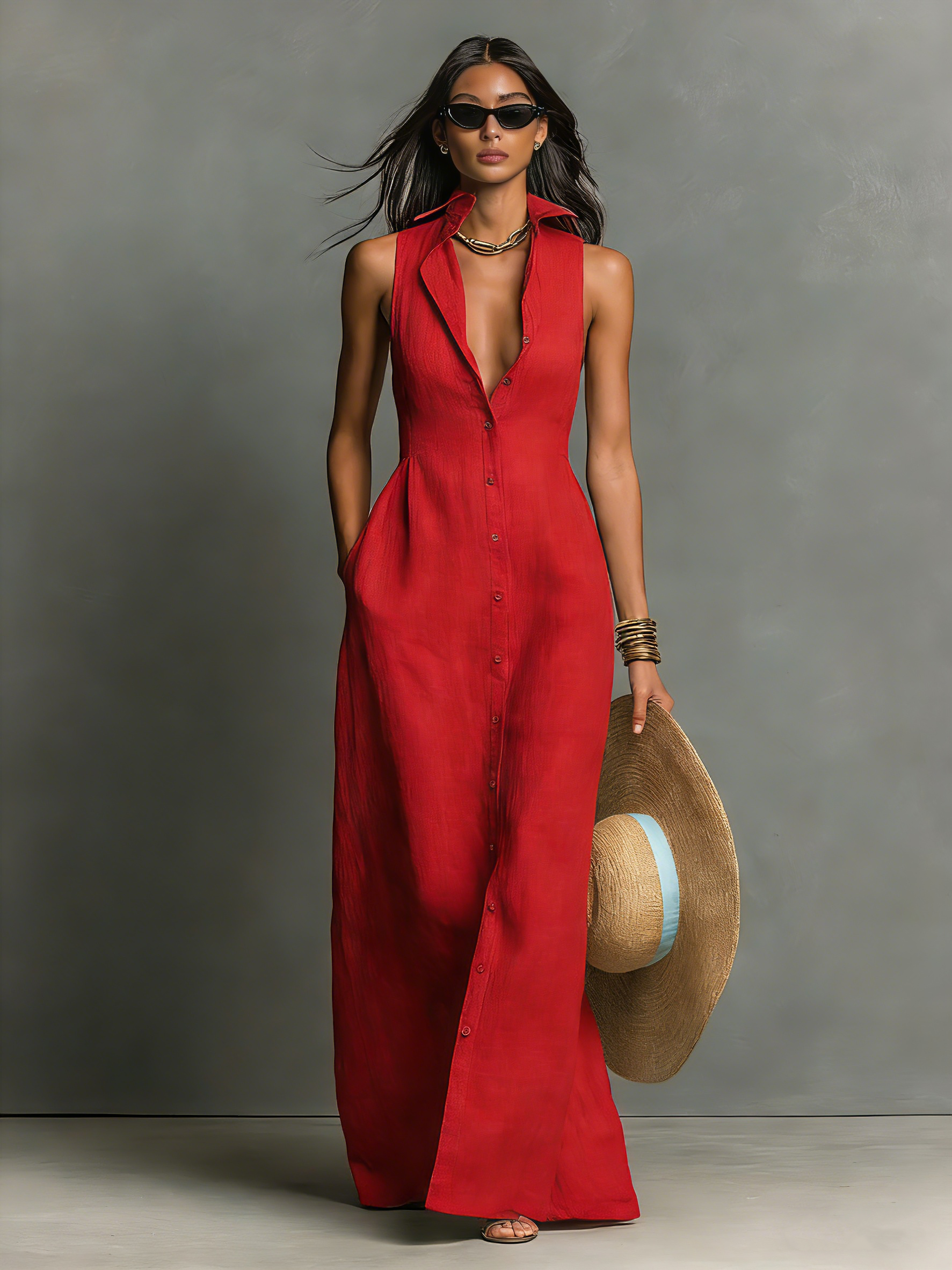 Elena | Linen-Blend Shirt Dress