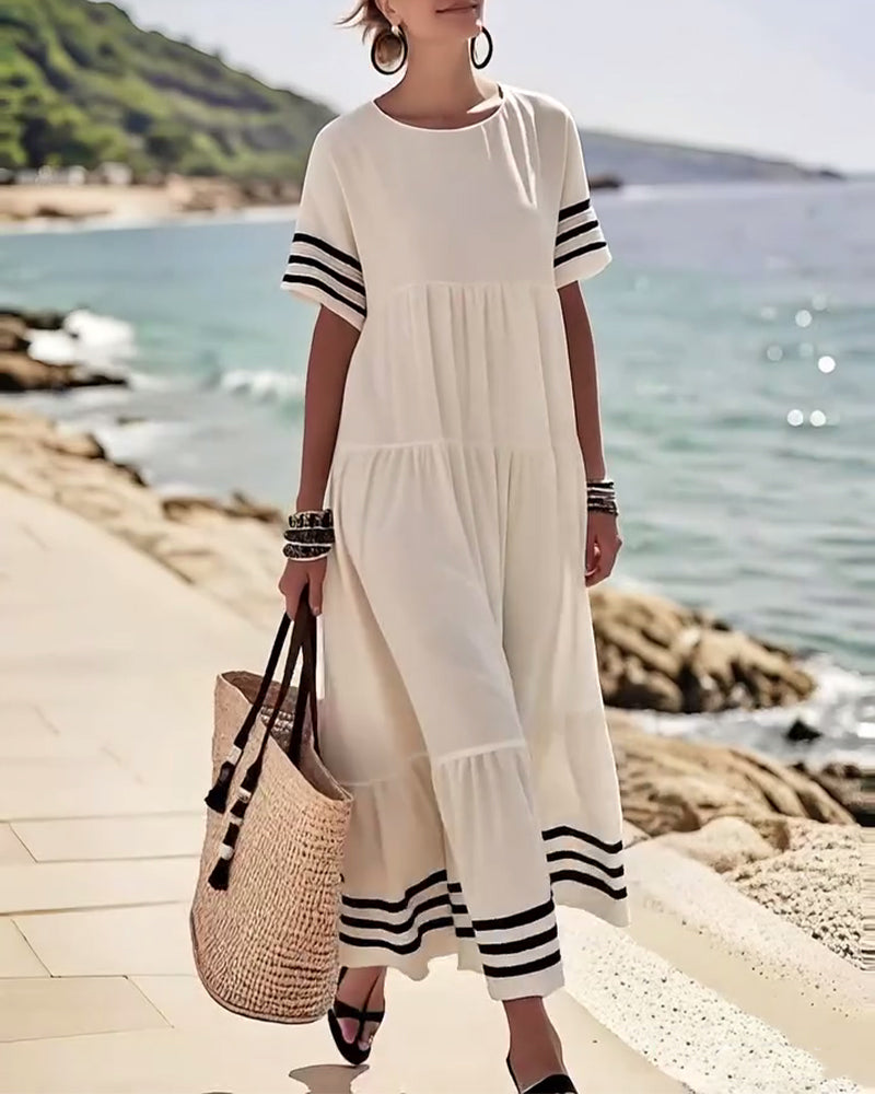 Sienna | Cotton-Blend Colorblock Midi Dress