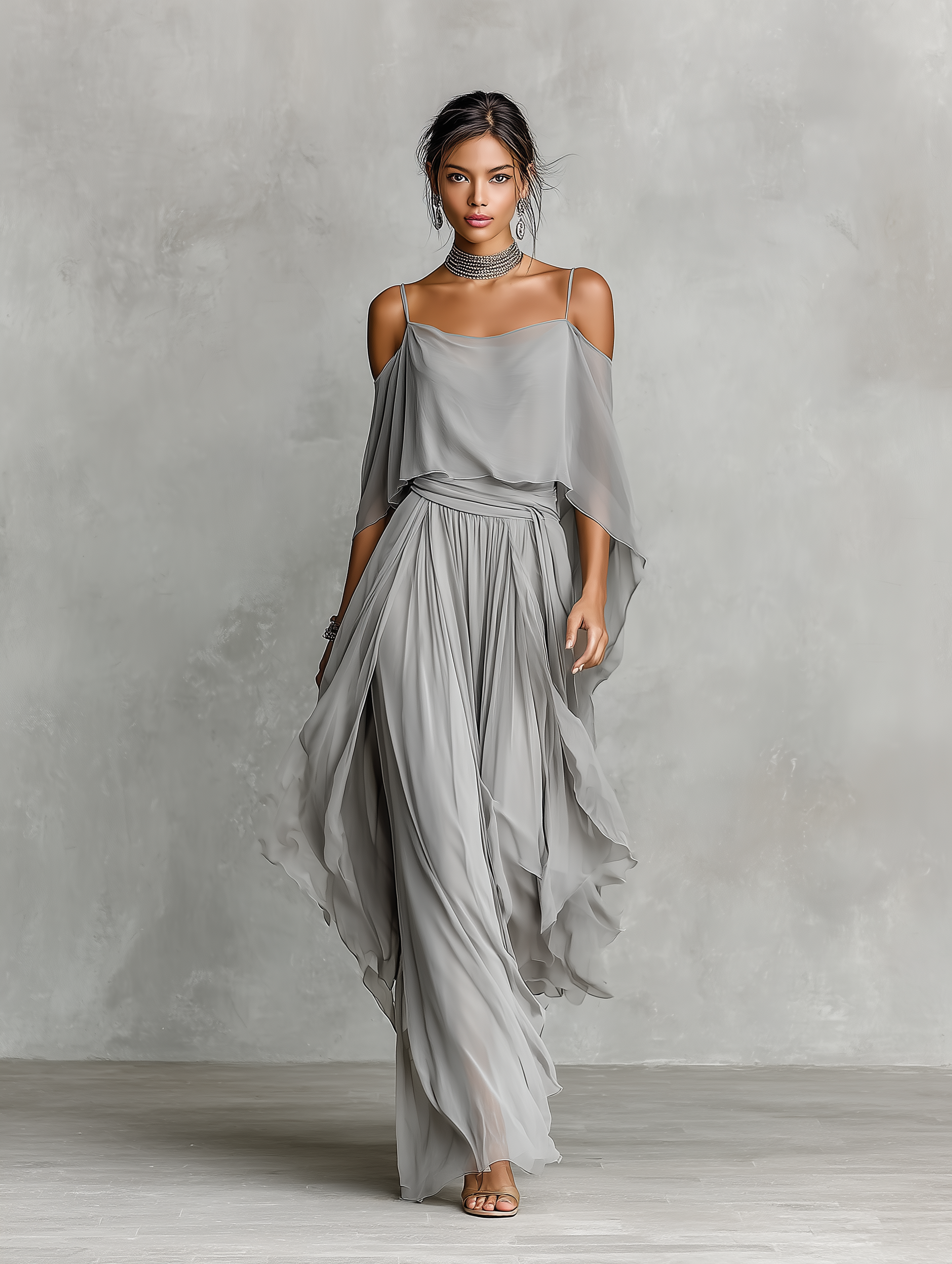 Imani | Chiffon Cold-Shoulder Set