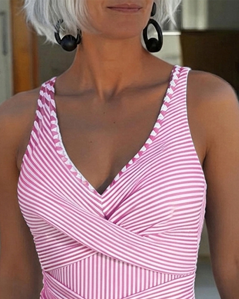 Brielle | One-Piece Swimsuit, Striped V-Neck