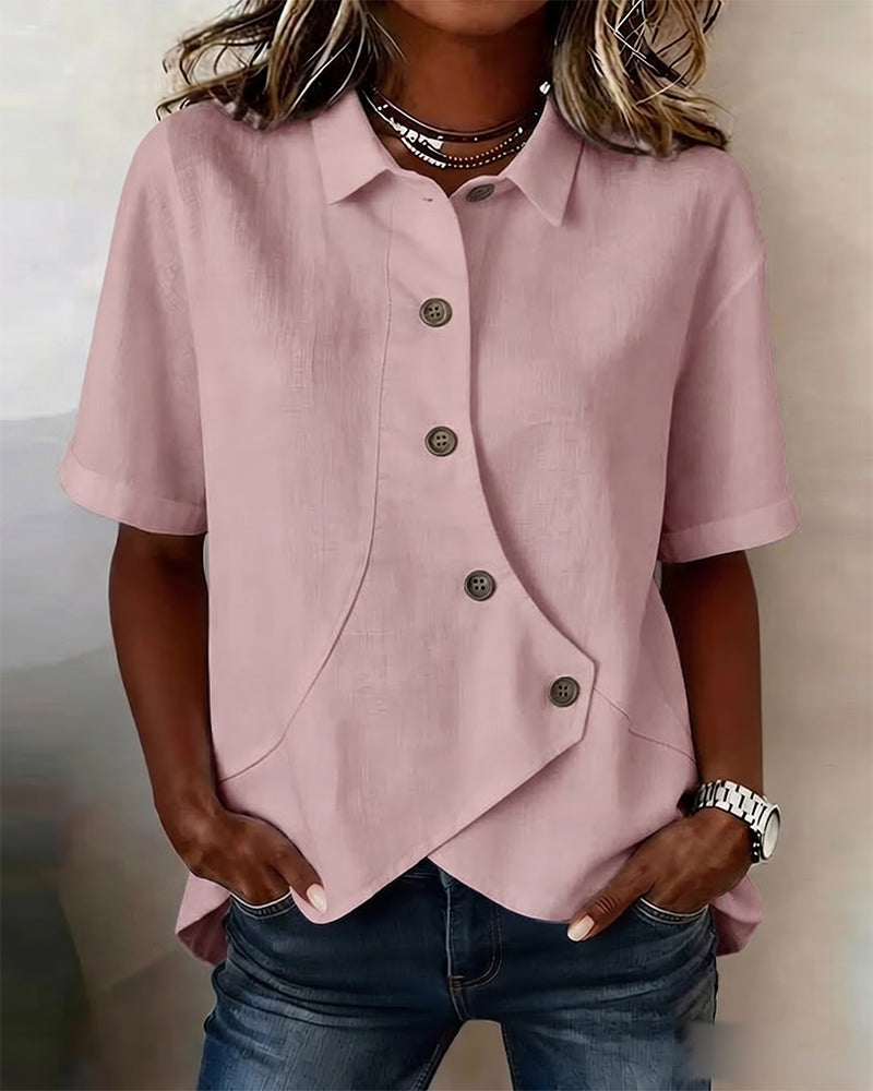Marisol | Asymmetrical Cotton-Linen Button-Up Shirt