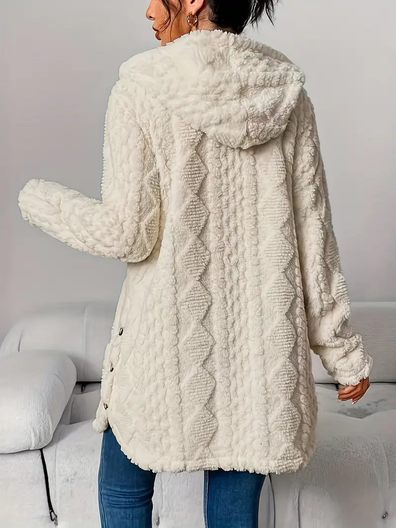 Monica | Textured Hooded Longline Cardigan