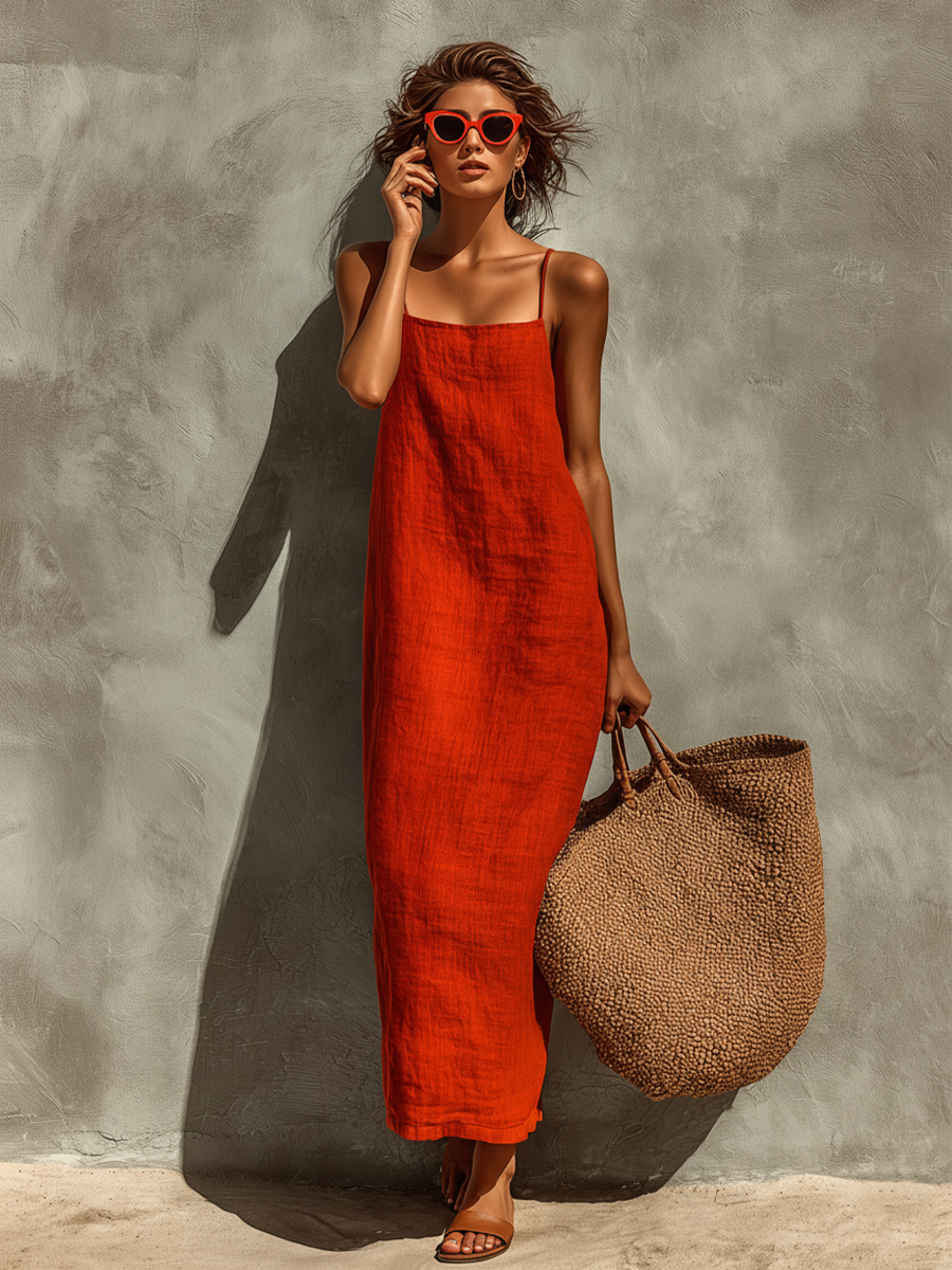 Amara | Cotton Maxi Dress, Square Neck