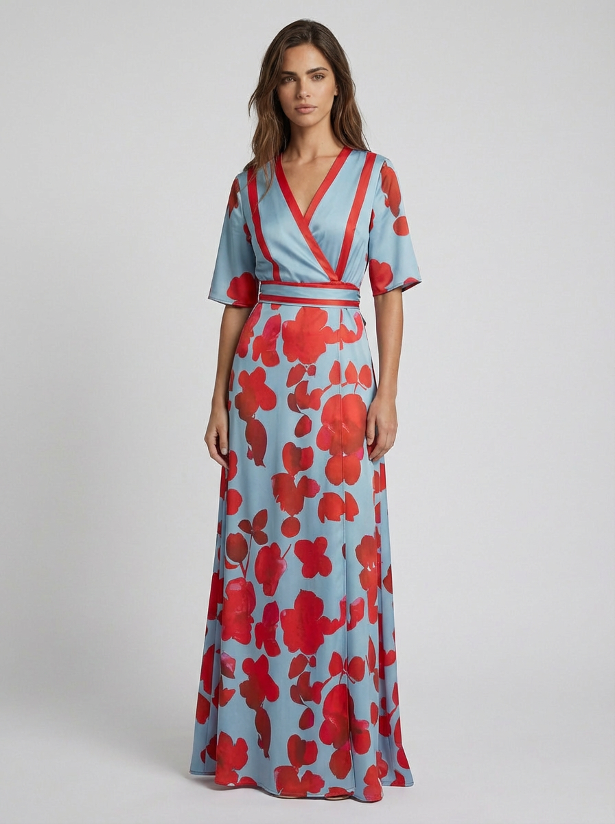 Pilar | Elegant Long Dress with Deep V-Neck