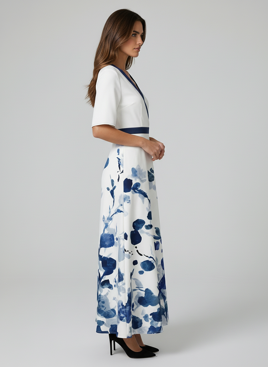 Pilar | Elegant Long Dress with Deep V-Neck