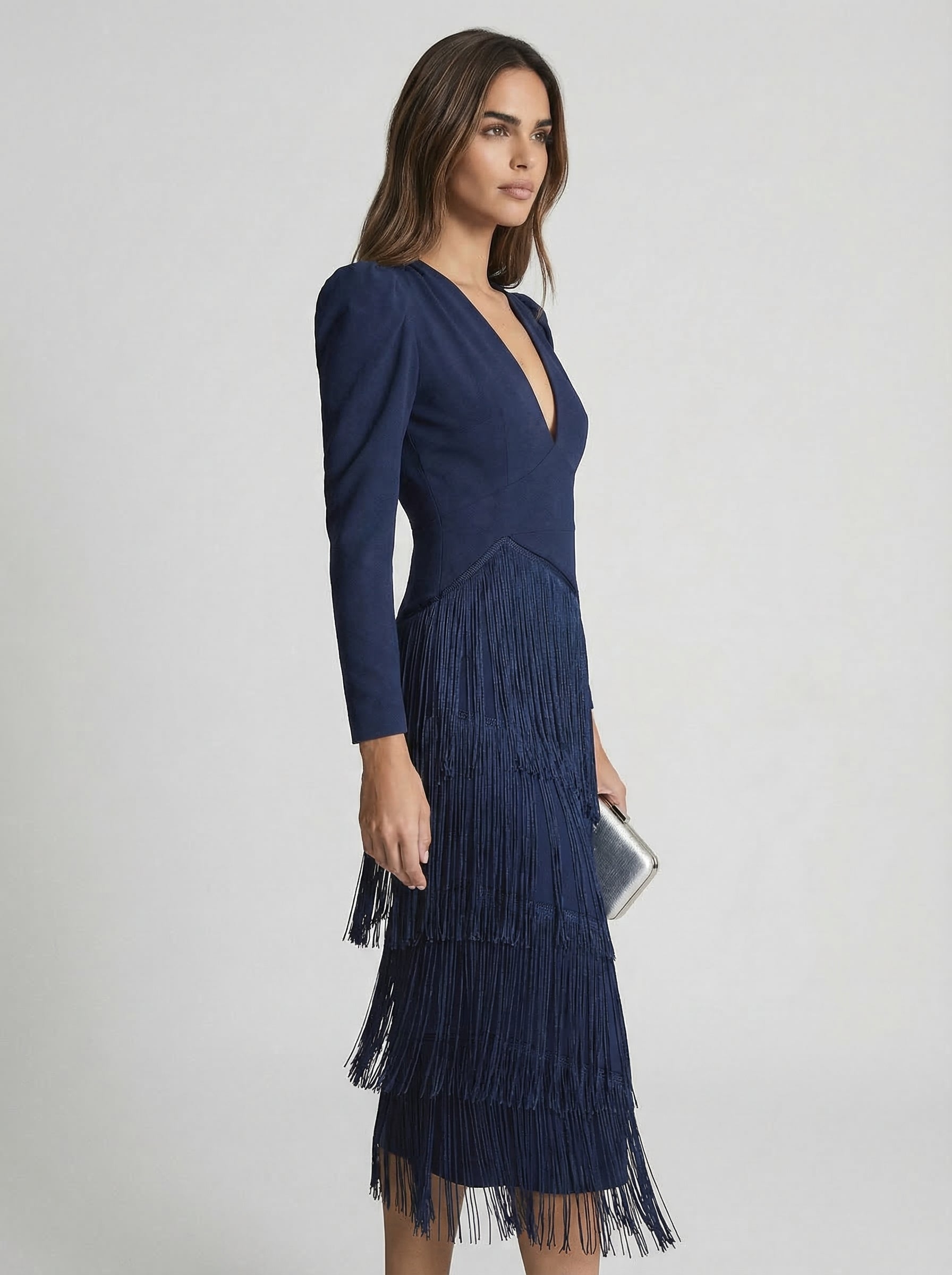 Ava | Fringe Maxi Dress with Draped Waist