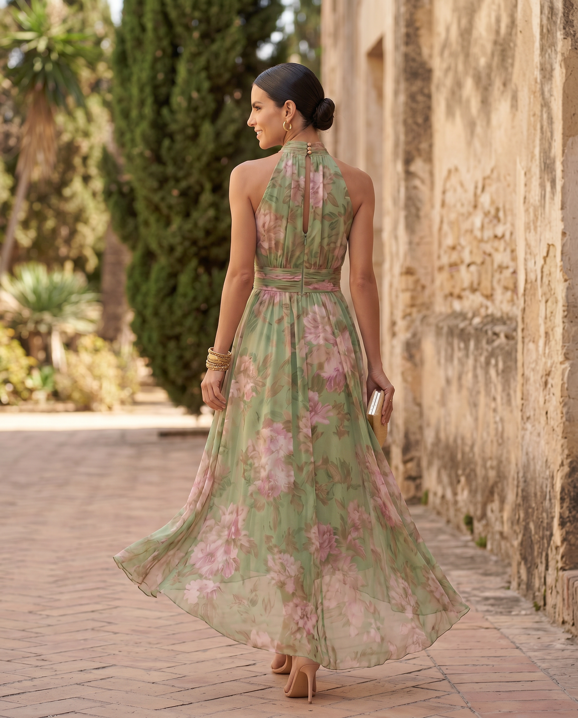 Harper | Halter Floral Midi Dress