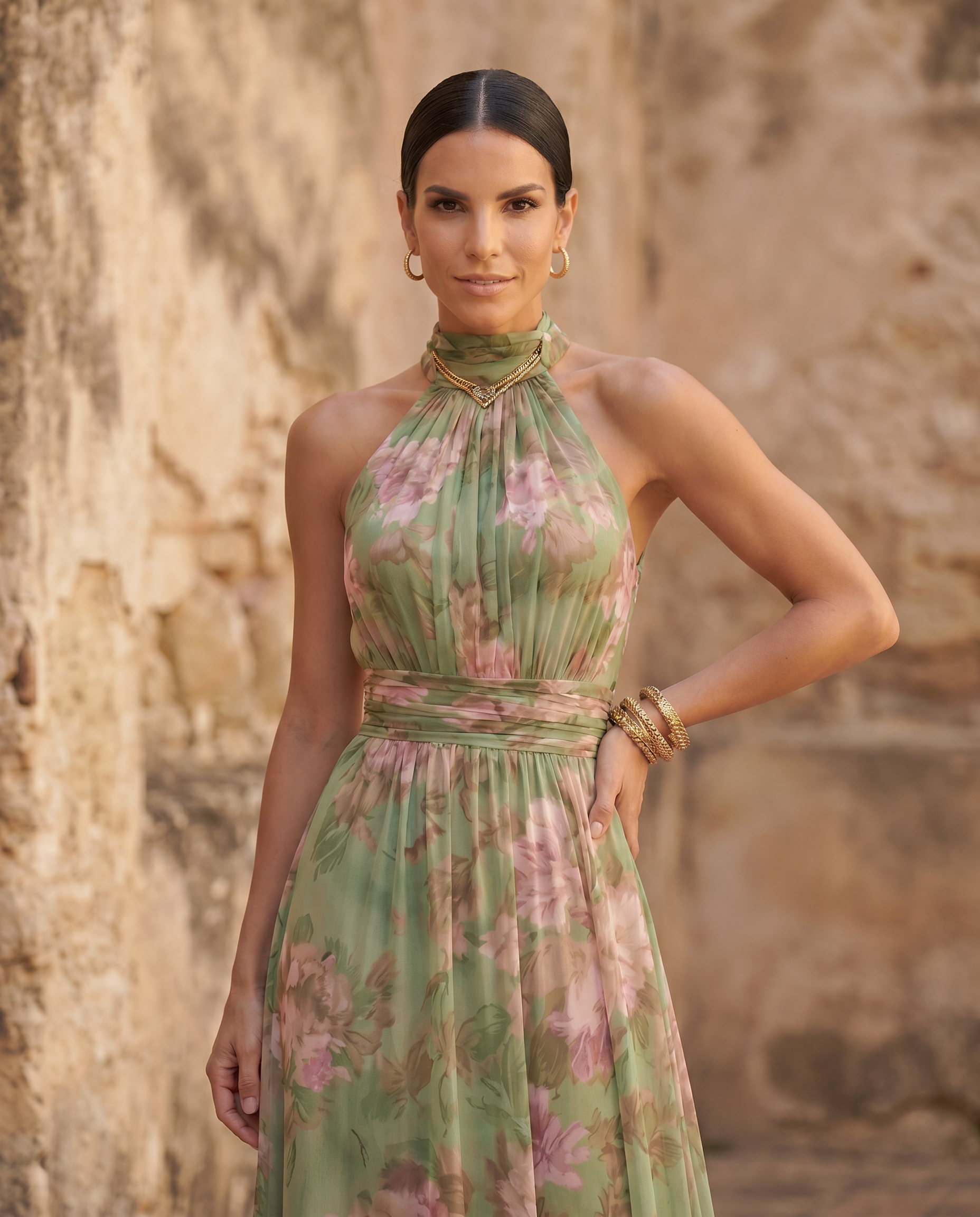 Harper | Halter Floral Midi Dress