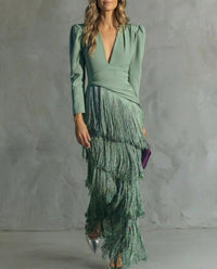 Chiara - Elegant dress with fringe sleeves